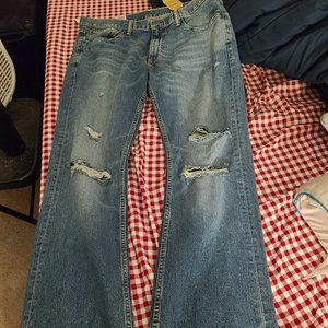 Men's bootcut distressed Levi jeans